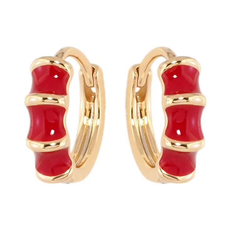 Серьги Xuping Позолота 18K колечки Узор с красной эмалью фото №21