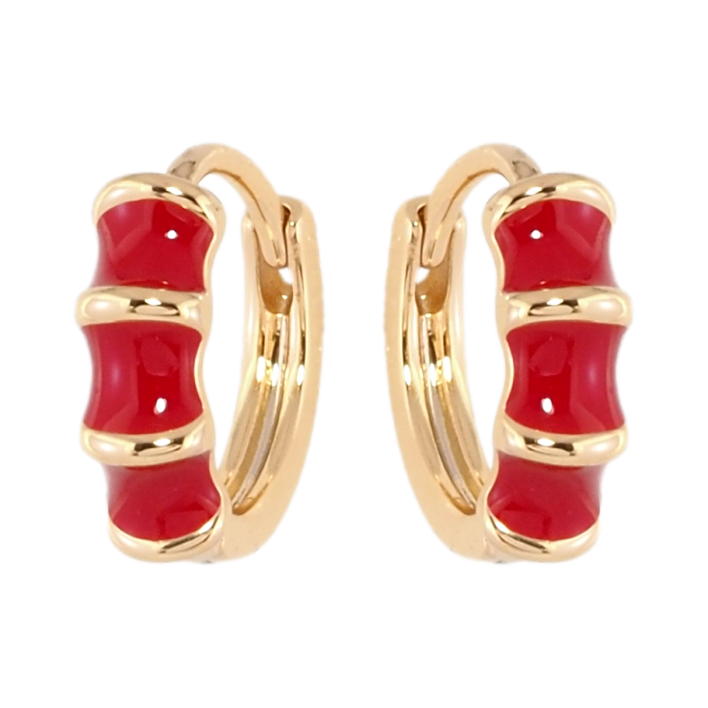 Сережки Xuping Позолота 18K колечка Візерунок з червоною емаллю фото №1