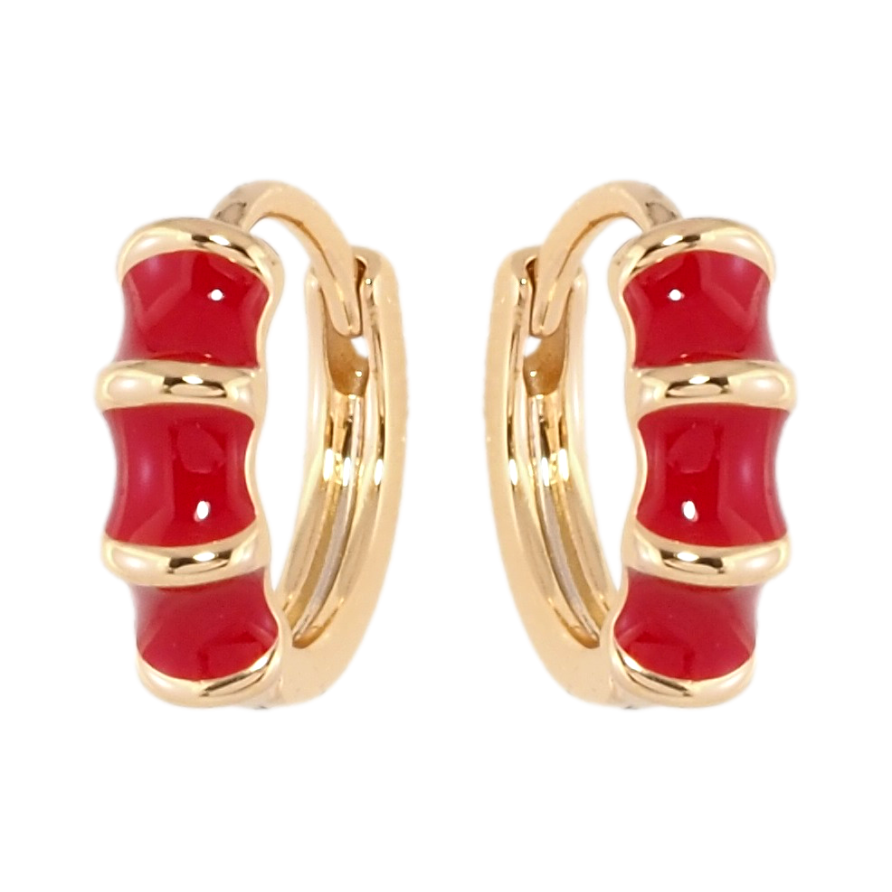 Серьги Xuping Позолота 18K колечки Узор с красной эмалью фото №1