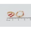Серьги Xuping Позолота 18K колечки Ромбы с красно-белой эмалью на одну сторону фото №2