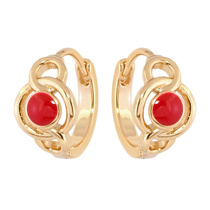 Серьги Xuping Позолота 18K колечки Узор с красной эмалью фото №20