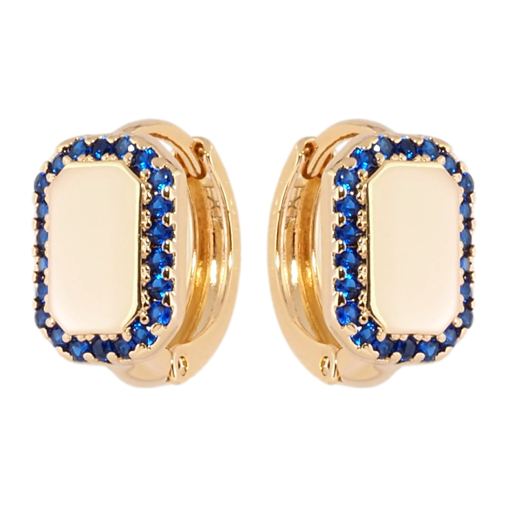 Серьги Xuping Позолота 18K колечки Инкрустация синим цирконием фото №10