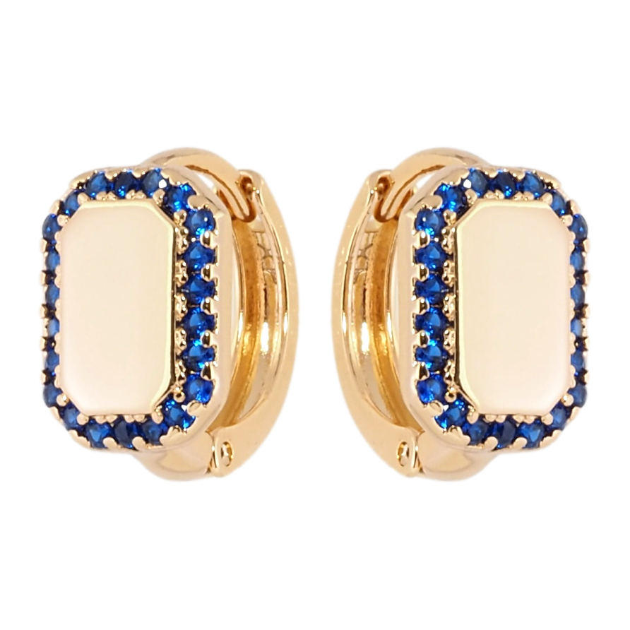 Серьги Xuping Позолота 18K колечки Инкрустация синим цирконием фото №1