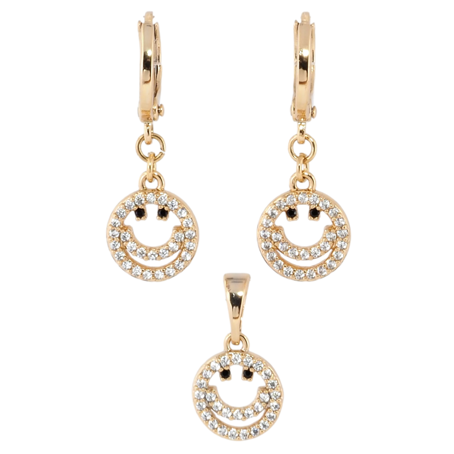 Набір Xuping Позолота 18K Сережки Кулон Смайли з цирконієм фото №1