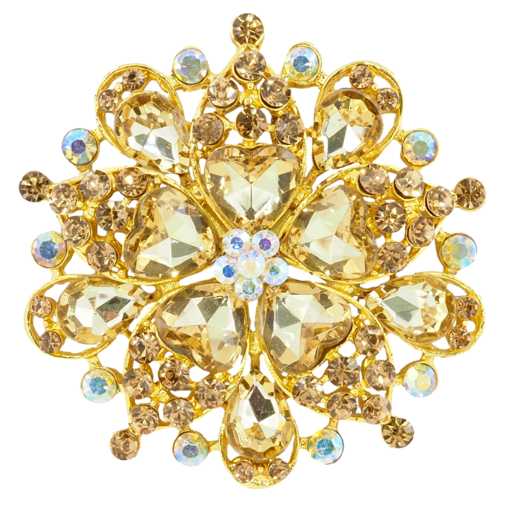 Брошка Квітка з золотистих страз фото №23