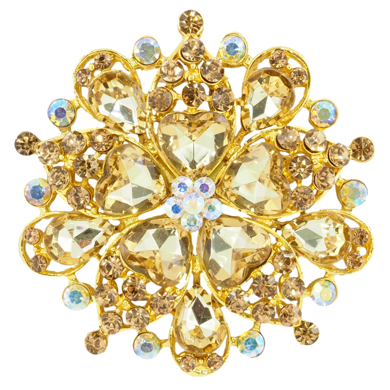 Брошь Цветок из золотистых страз фото №1