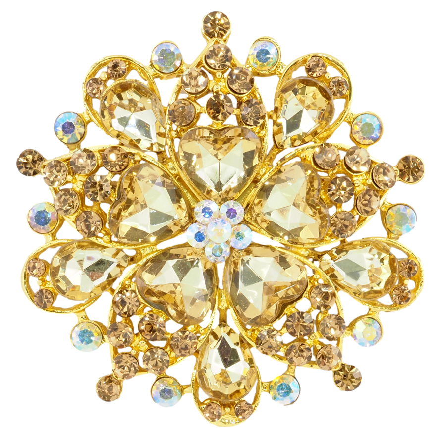 Брошка Квітка з золотистих страз фото №1
