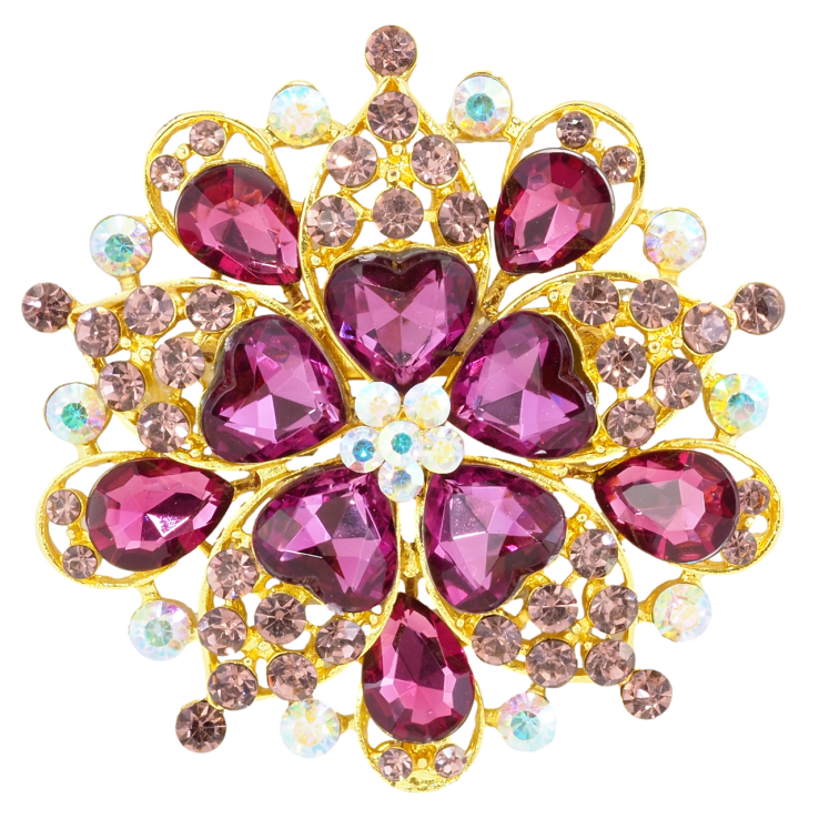 Брошка Квітка з бордових страз фото №8