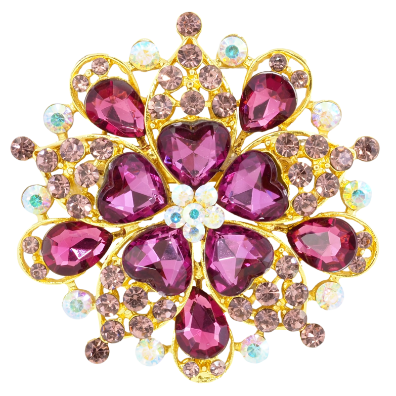 Брошка Квітка з бордових страз фото №9