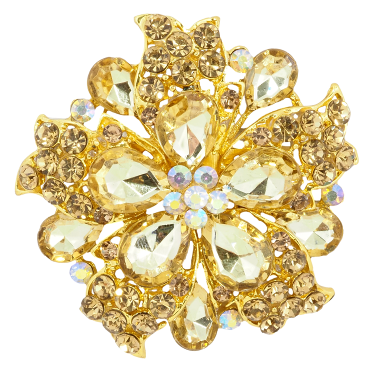 Брошка Квітка з золотистих страз фото №24