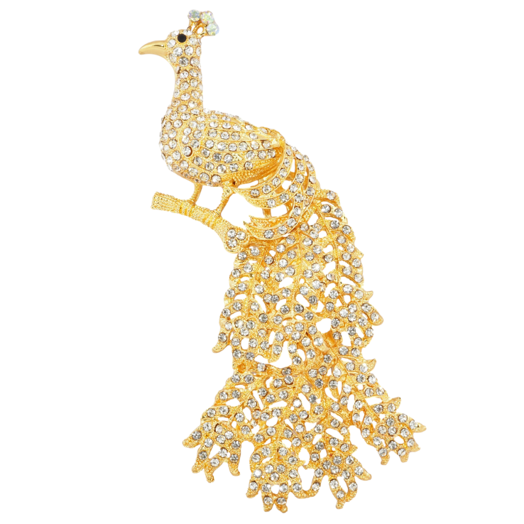 Брошка Великий павич зі стразами фото №19