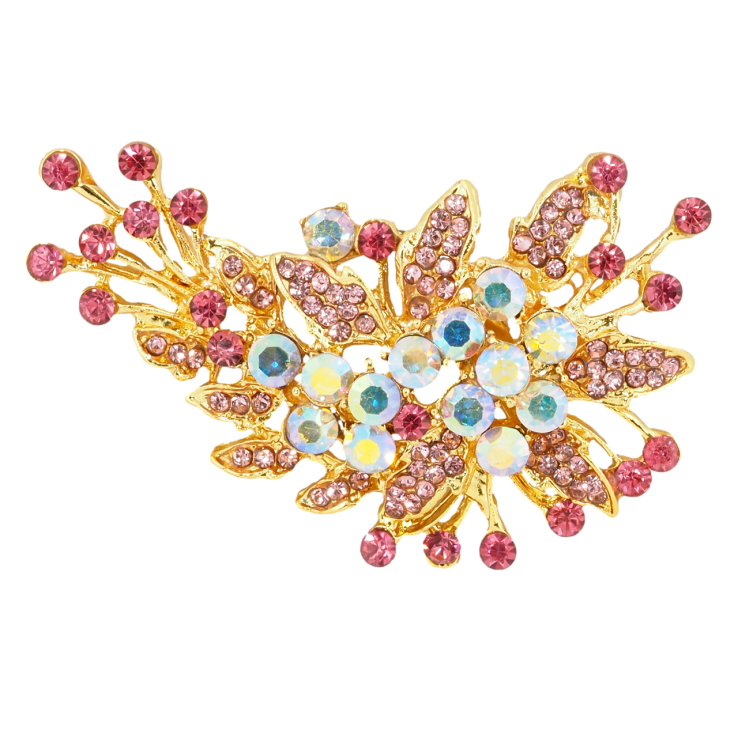 Брошка Композиція з рожевими стразами фото №14