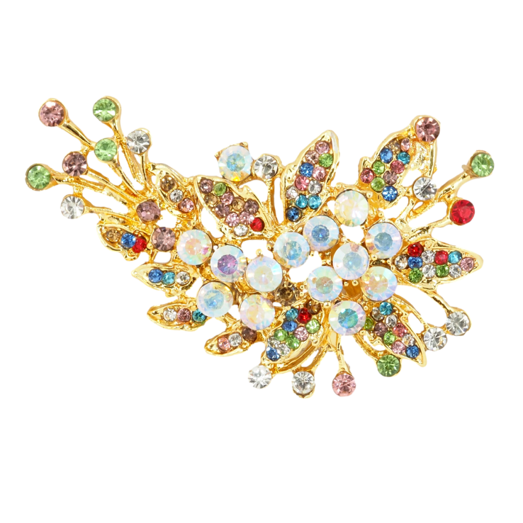 Брошка Композиція з різнокольоровими стразами фото №15