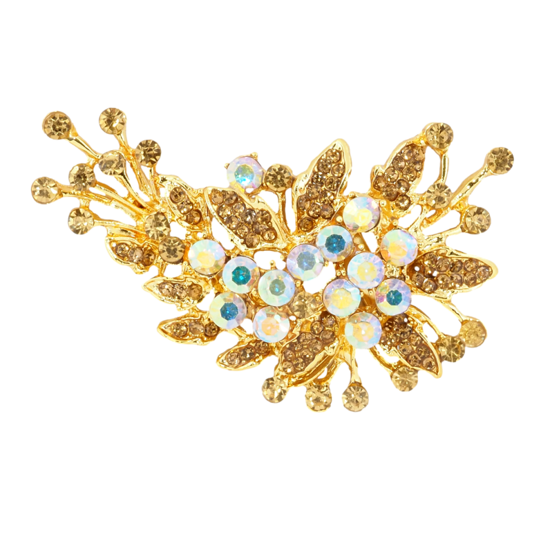 Брошка Композиція з золотистими стразами фото №1