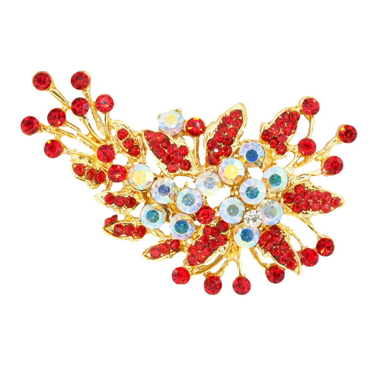 Брошка Композиція з червоними стразами фото №11