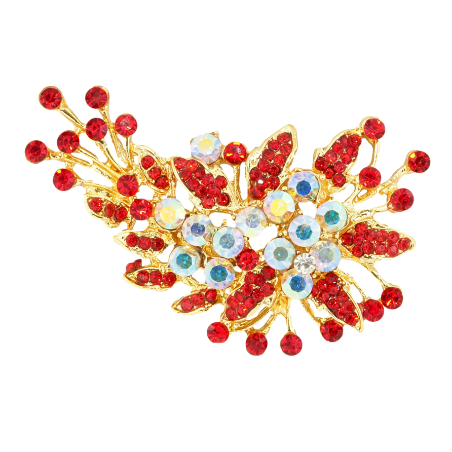 Брошка Композиція з червоними стразами фото №1