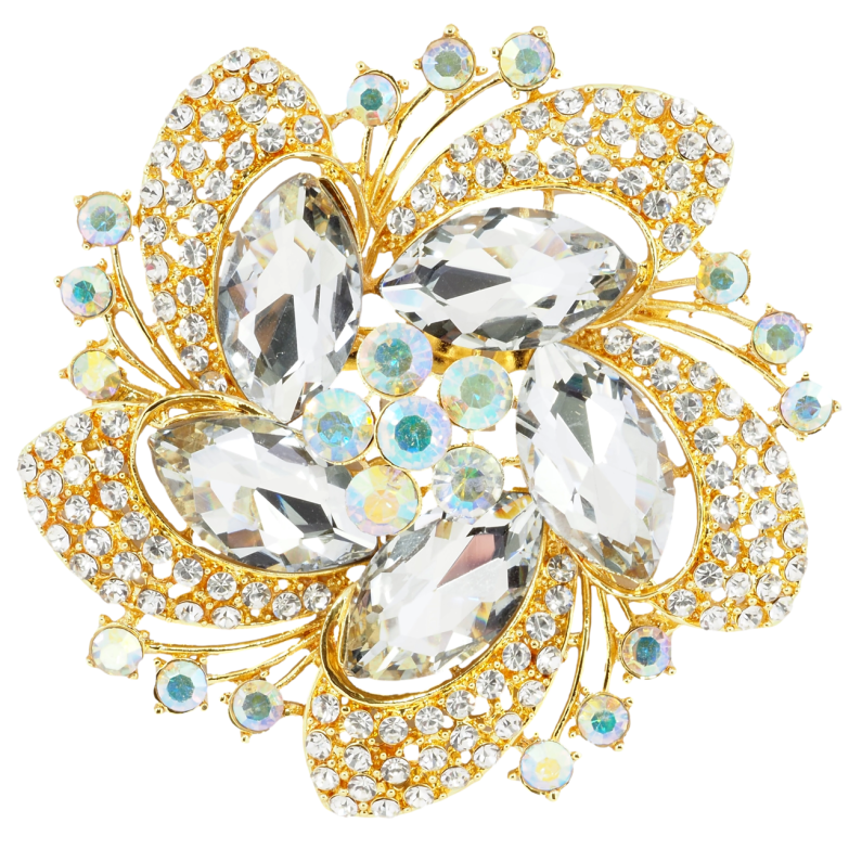 Брошка Велика квітка зі стразами фото №1