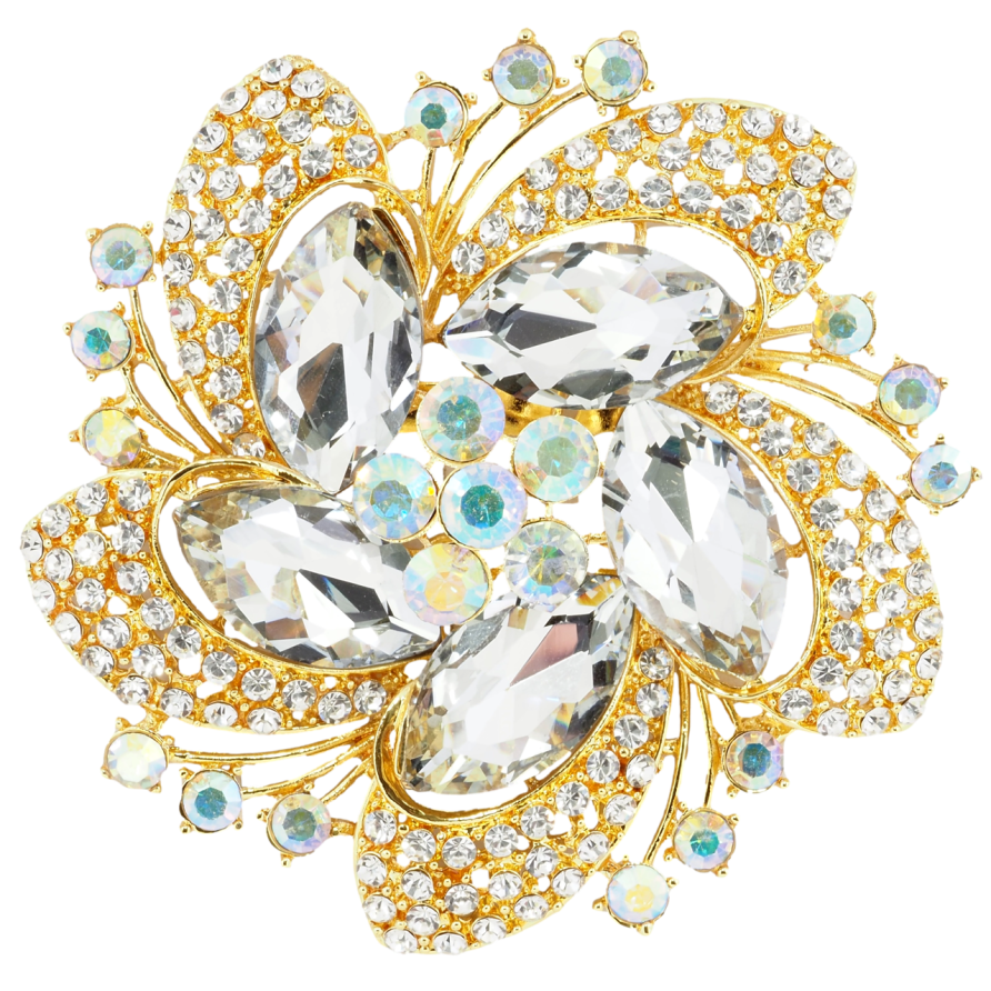 Брошь Большой цветок со стразами фото №1