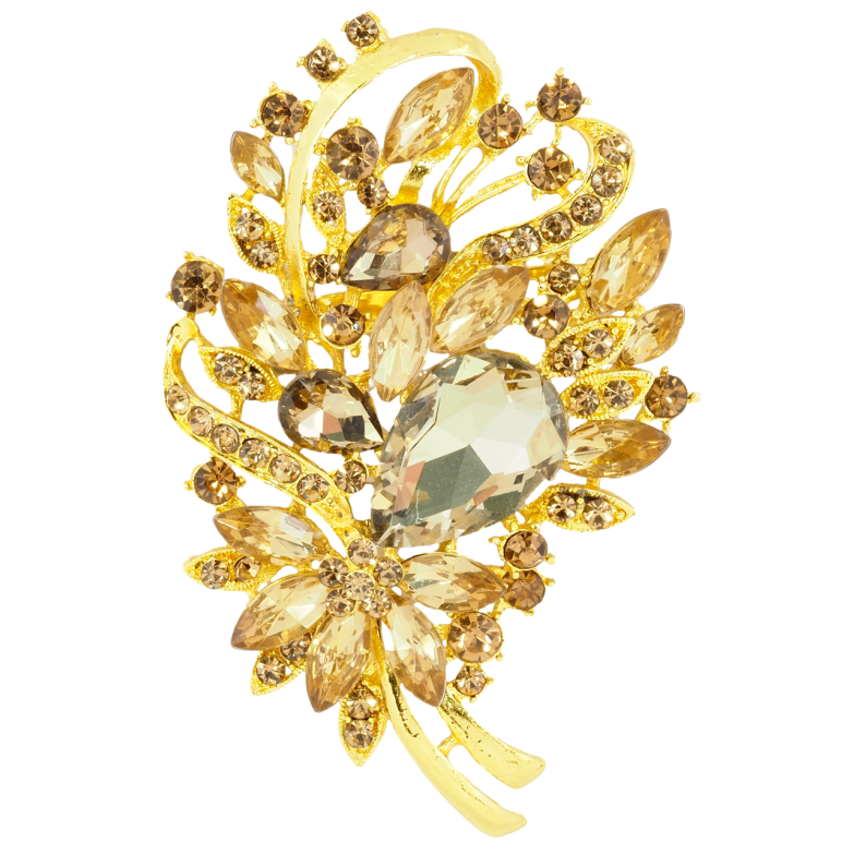 Брошка Композиція з золотистими стразами фото №1