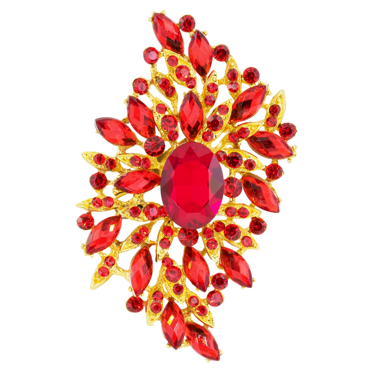 Брошка Композиція з червоними стразами фото №8