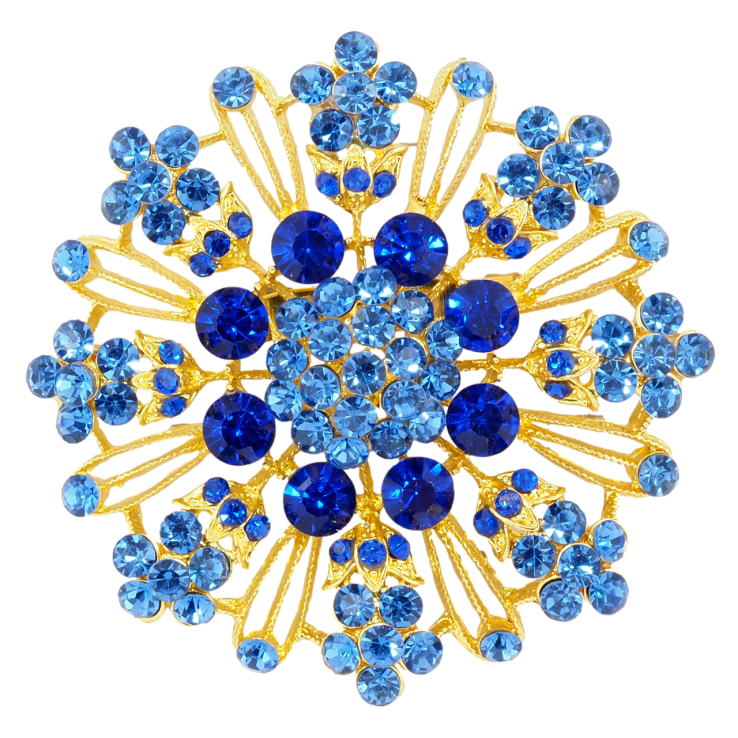 Брошь Снежинка с синими стразами фото №6