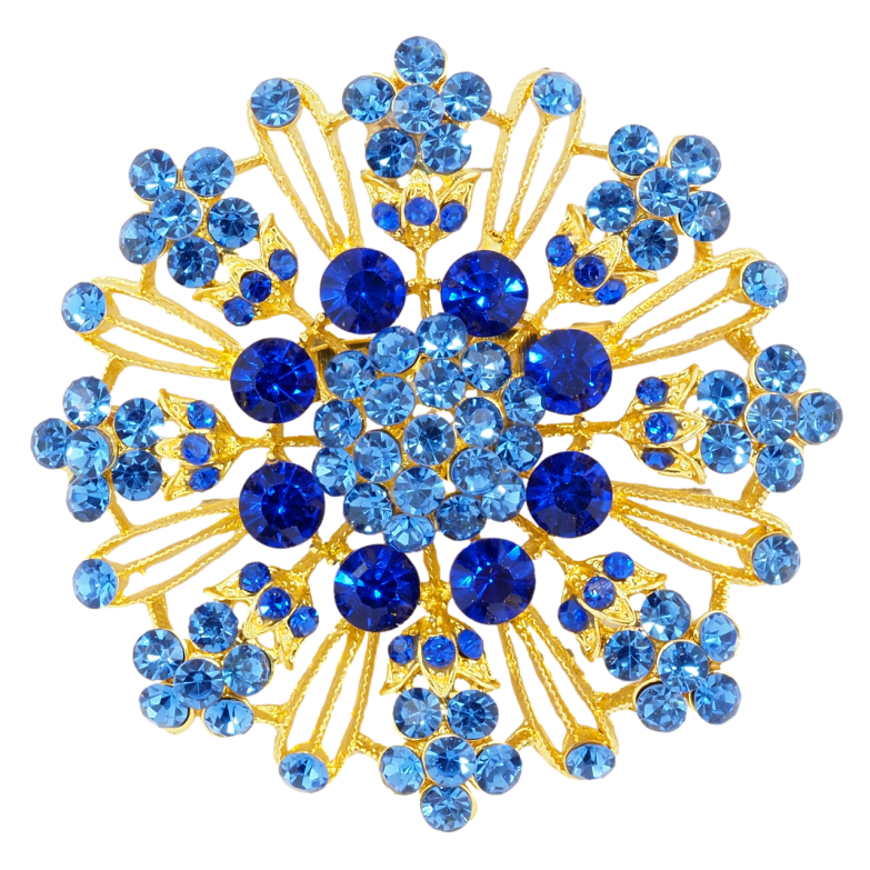 Брошка Сніжинка з синіми стразами фото №1