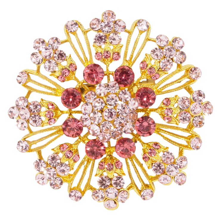 Брошка Сніжинка з рожевими стразами фото №4