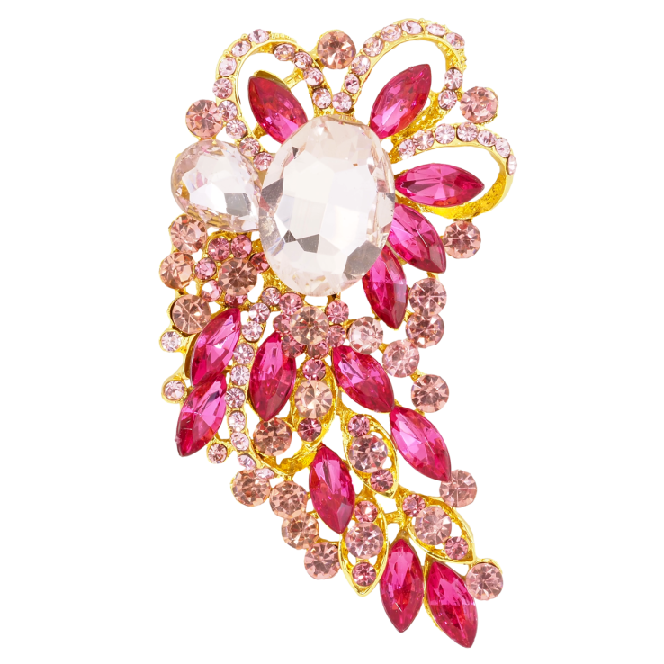 Брошка Композиція з рожевими стразами фото №13