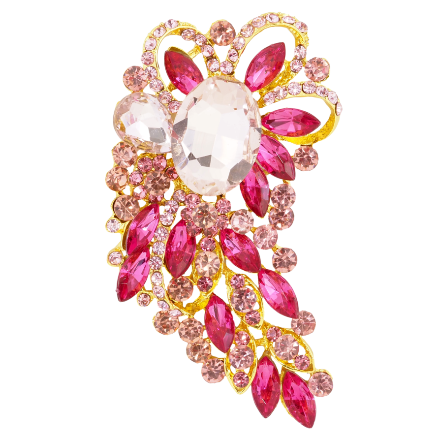 Брошка Композиція з рожевими стразами фото №1