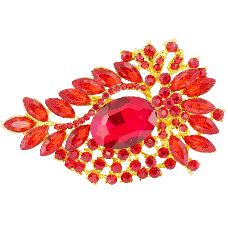 Брошка Композиція з червоними стразами фото №1