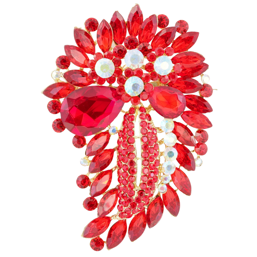 Брошка Велика композиція з червоними стразами фото №1