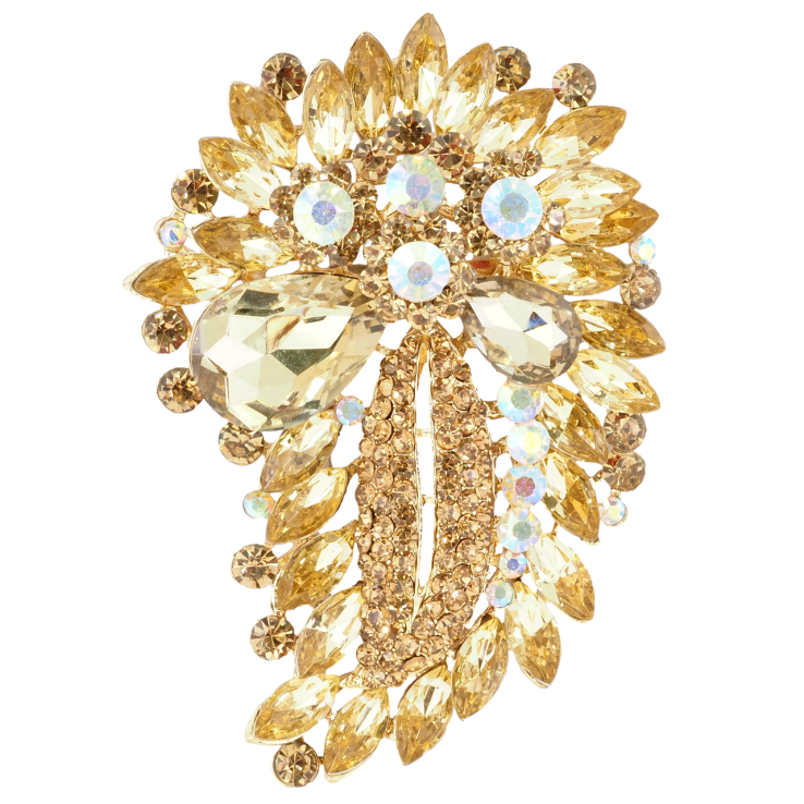 Брошка Велика композиція з золотистими стразами фото №22
