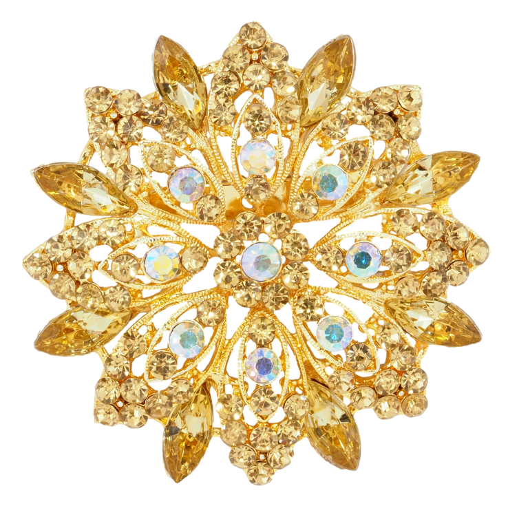 Брошка Квітка з золотистими стразами фото №18