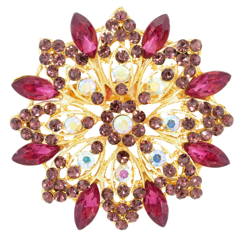Брошка Квітка з бордовими стразами фото №18