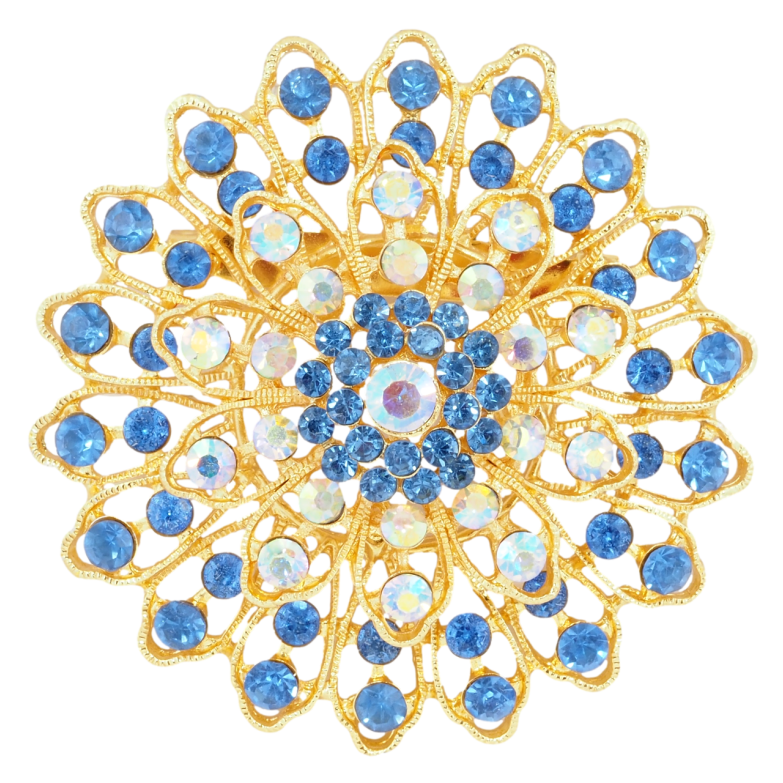 Брошка Квітка з синіми стразами ІРЖАВА ГОЛКА! фото №18