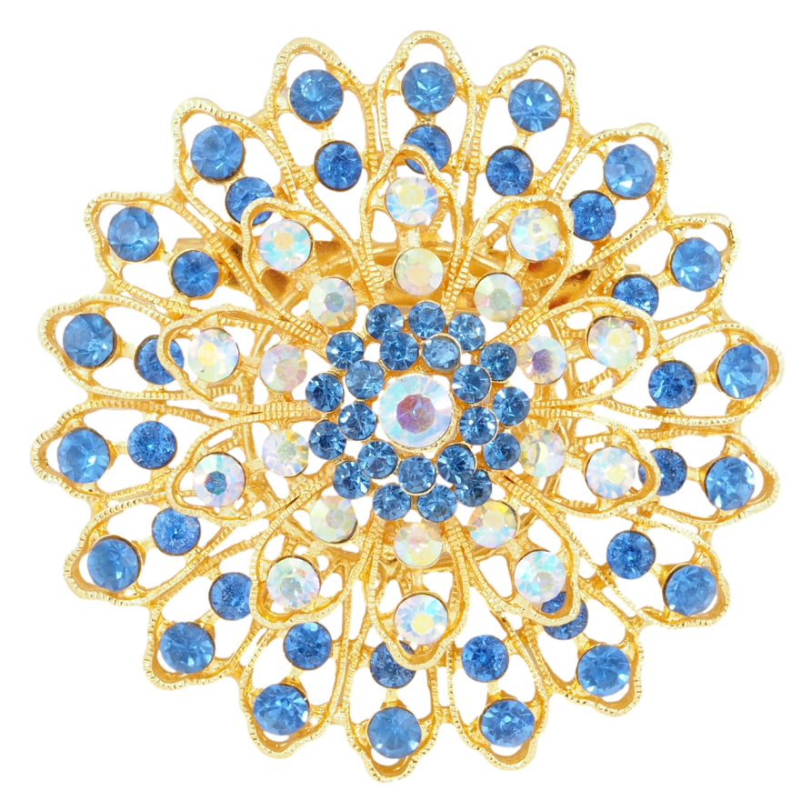 Брошь Цветок с синими стразами РЖАВАЯ ИГЛА! фото №1