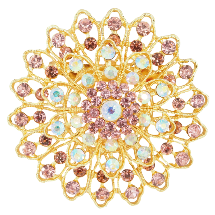 Брошь Цветок с розовыми стразами РЖАВАЯ ИГЛА! фото №3