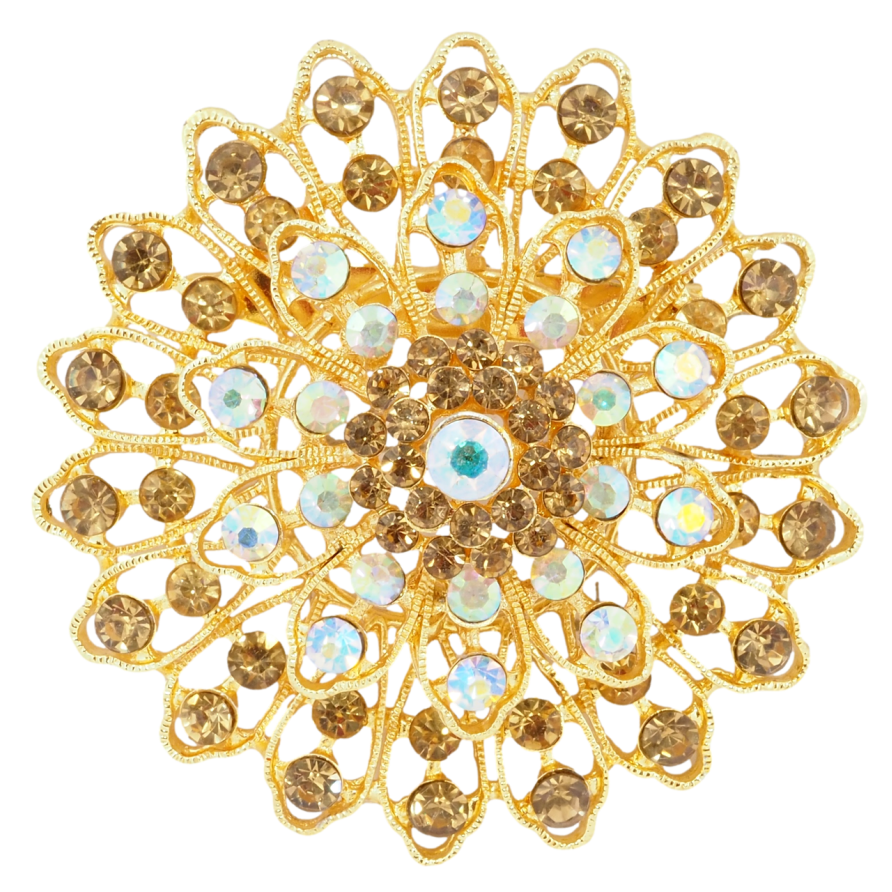 Брошь Цветок с золотистыми стразами РЖАВАЯ ИГЛА! фото №1