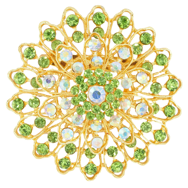 Брошь Цветок с зелеными стразами РЖАВАЯ ИГЛА! фото №1