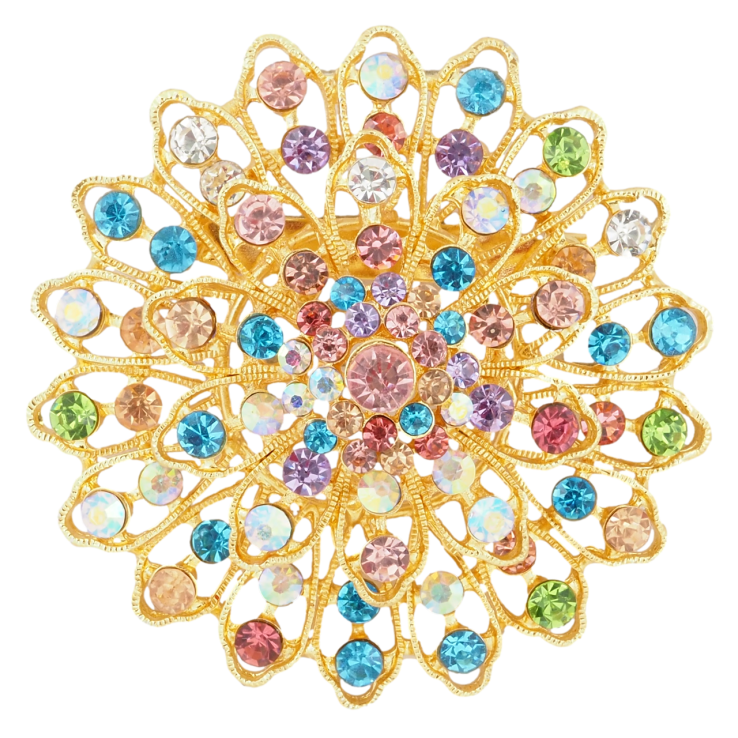 Брошь Цветок с разноцветными стразами РЖАВАЯ ИГЛА! фото №21