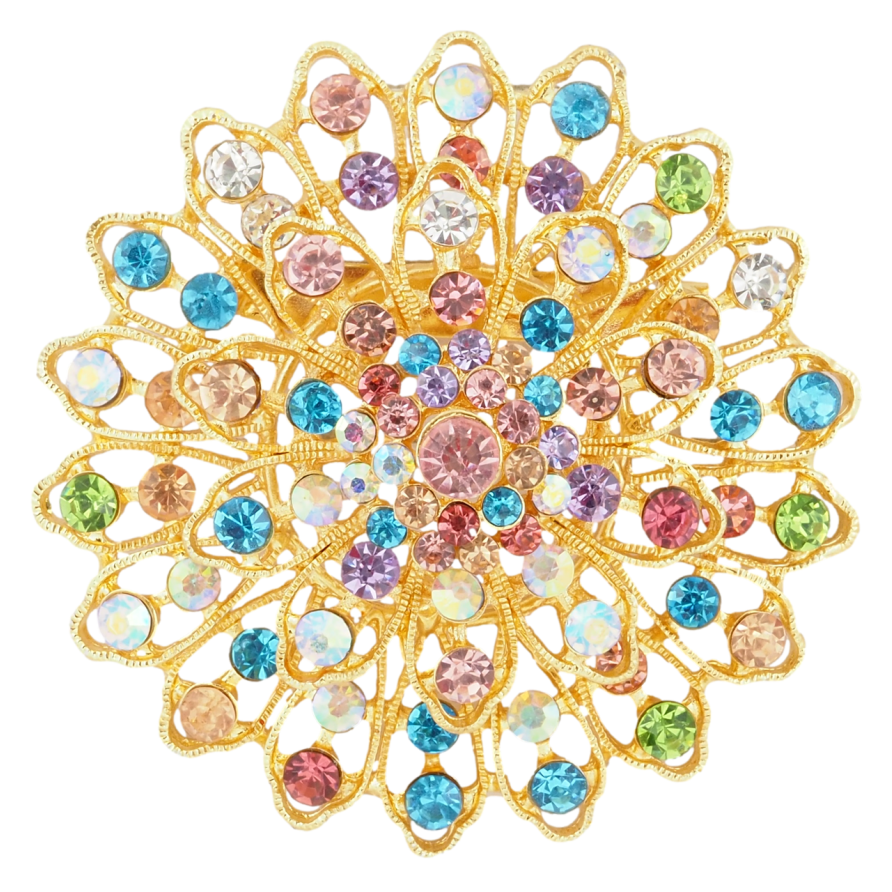 Брошь Цветок с разноцветными стразами РЖАВАЯ ИГЛА! фото №1