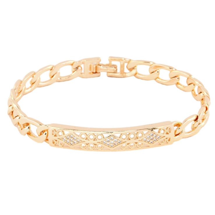 Браслет Xuping M&L Колір 18К Ланцюжок зі вставкою різьблена пластина довжина 20см х 7мм фото №9