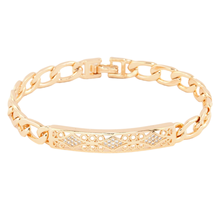 Браслет Xuping M&L Колір 18К Ланцюжок зі вставкою різьблена пластина довжина 20см х 7мм фото №1