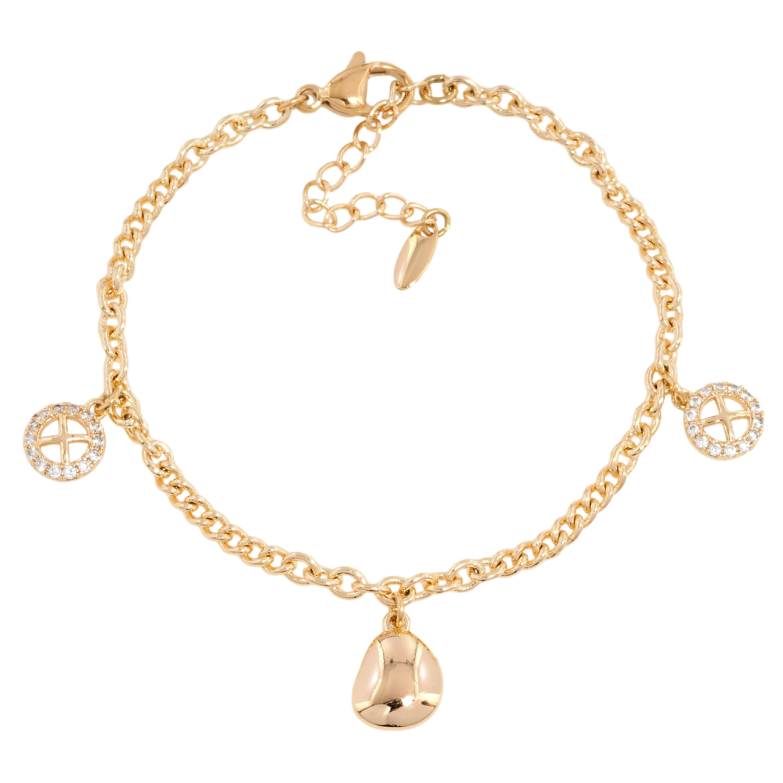 Браслет Xuping M&L Цвет 18К Цепочка с подвесками длина с доп.цепочкой 17-21см х 3мм фото №1