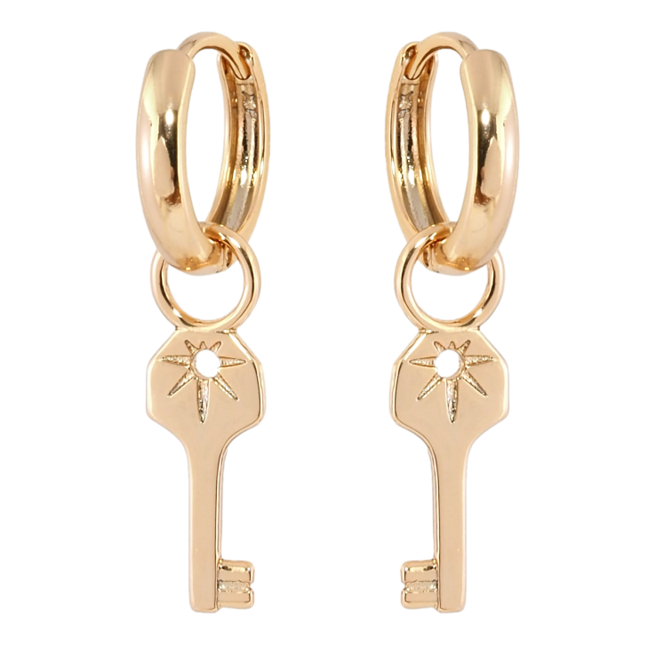 Сережки Xuping Позолота 18K підвіски на колечках Ключики 2 в 1 фото №3