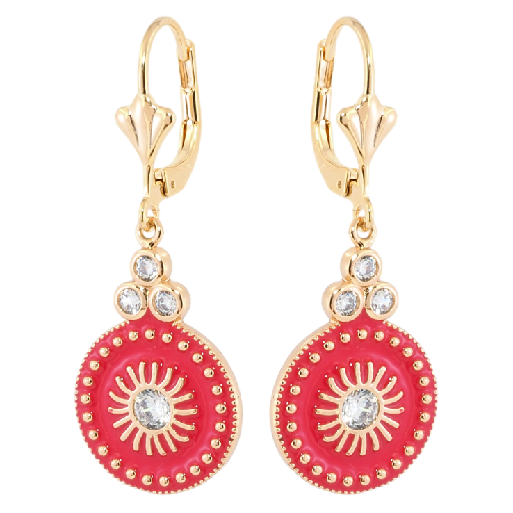 Сережки Xuping Позолота 18K французький замок Декоративні підвіски з рожевою емаллю фото №2