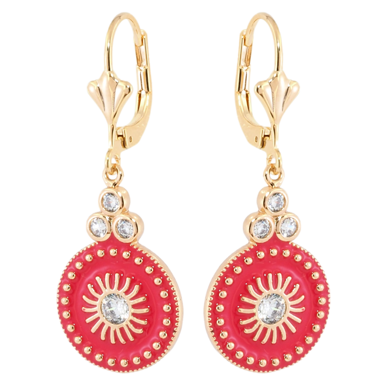 Сережки Xuping Позолота 18K французький замок Декоративні підвіски з рожевою емаллю фото №1