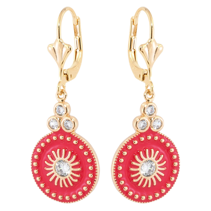 Сережки Xuping Позолота 18K французький замок Декоративні підвіски з рожевою емаллю фото №1