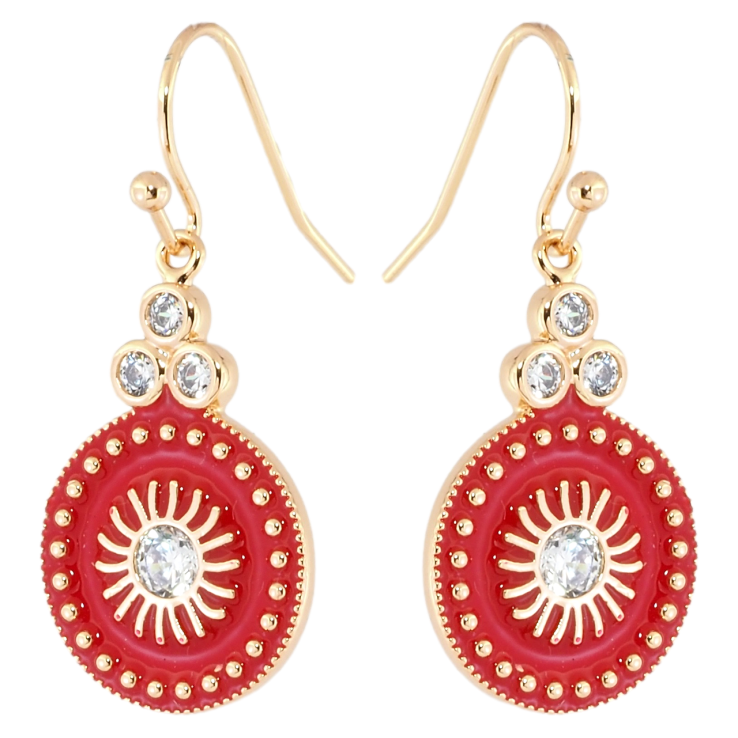 Сережки Xuping Позолота 18K французький замок Декоративні підвіски з червоною емаллю фото №22