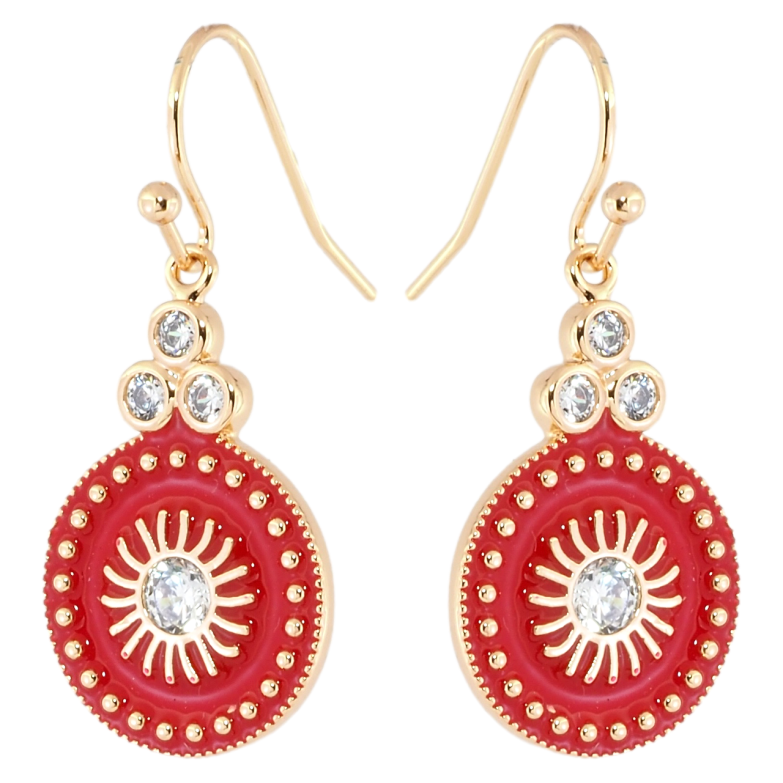 Серьги Xuping Позолота 18K французский замок Декоративные подвески с красной эмалью фото №1